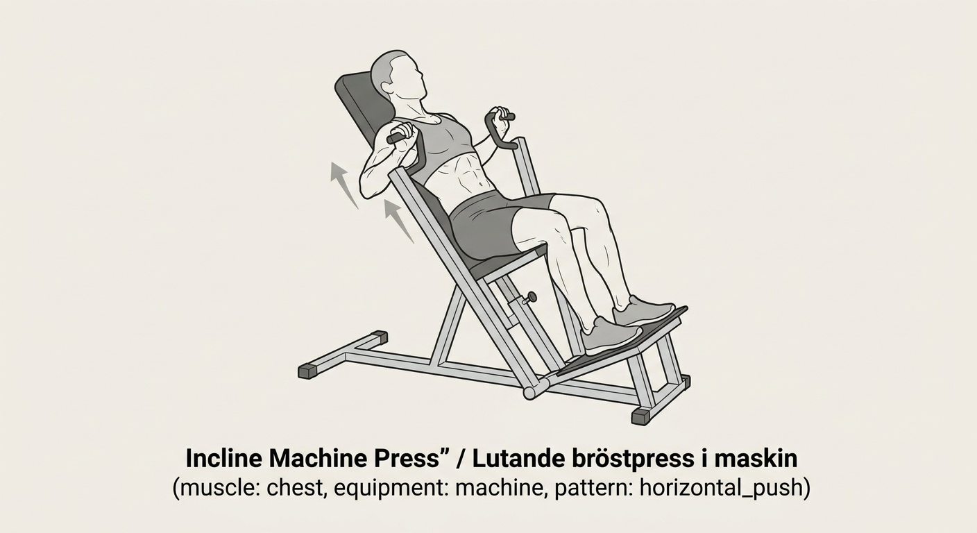 Lutande bröstpress i maskin